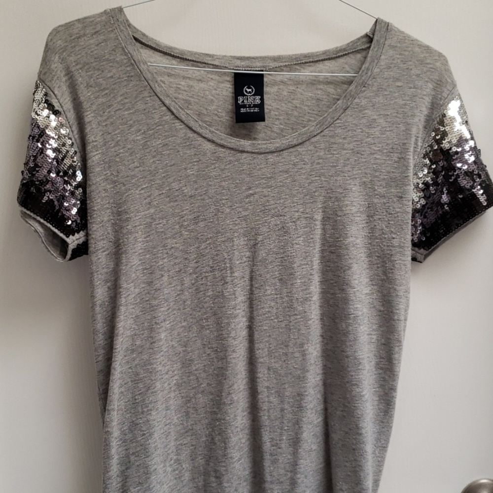PINK sequin sleeve shirt